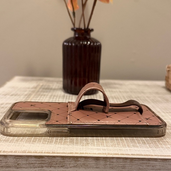 Walli Tan with black bows Patterned Phone Case with Stand for iPhone 14 Pro Max - Picture 3 of 3